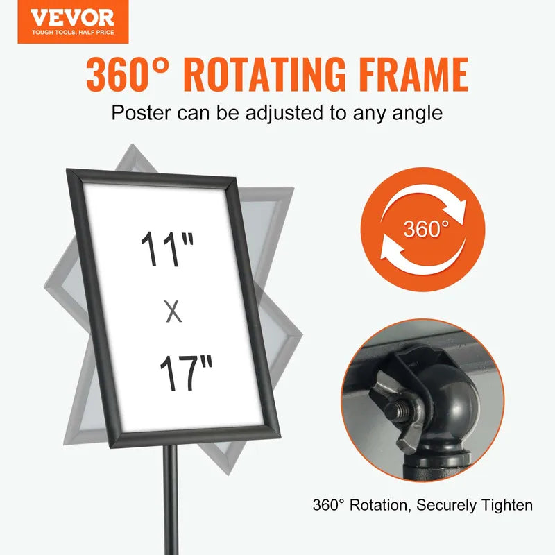 Adjustable Floor Sign Holder for 11x17 Posters - Heavy Duty Indoor Outdoor Display Stand