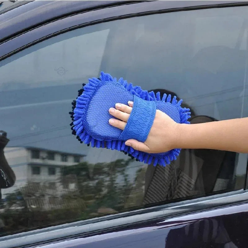 Microfiber Car Wash Sponge & Cleaning Brush Kit - Chenille Auto Detailing Gloves