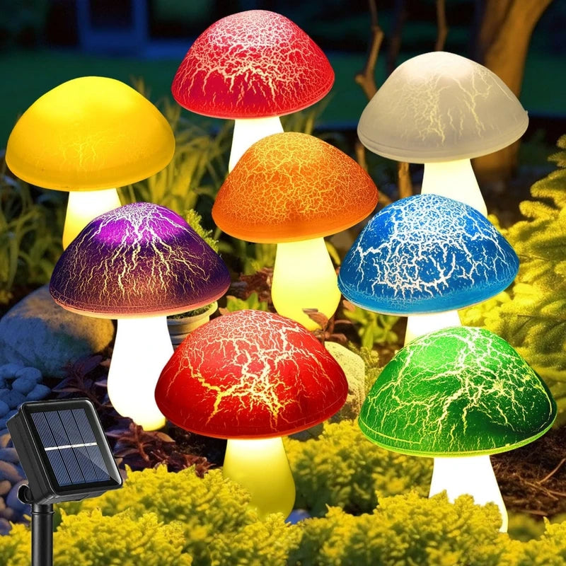 Solar Mushroom Garden Lights Outdoor Decor Stake String Lights Waterproof