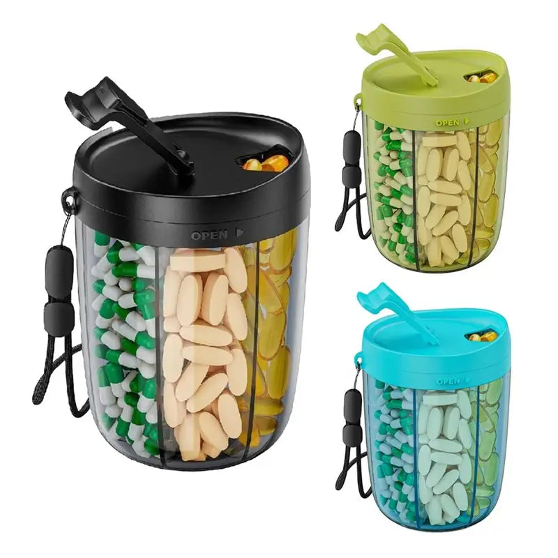 6 Compartments Plastic Pill Dispenser with Wide Opening BPA-Free Storage Box