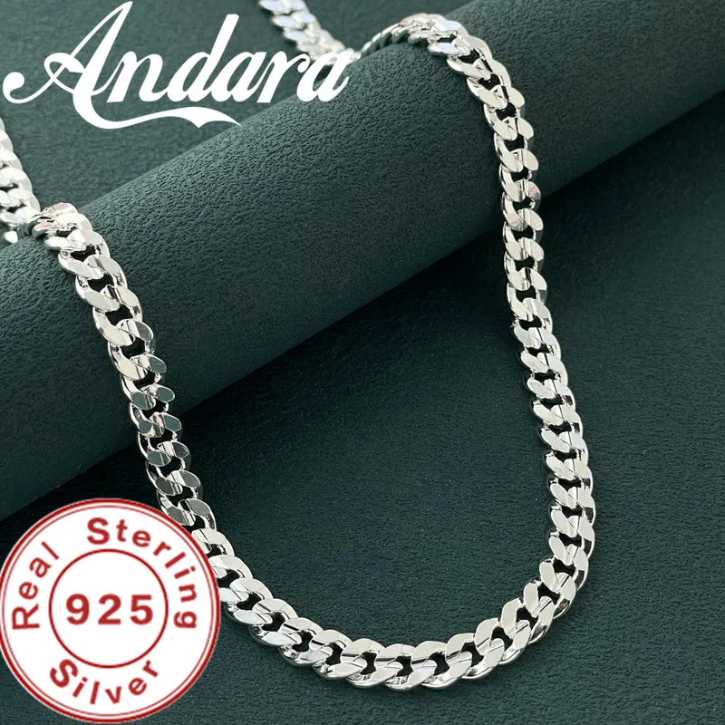 925 Sterling Silver Cuban Necklace for Men Women 7MM Wedding Jewelry Gift