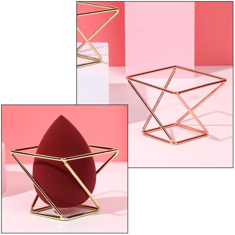 Metal Makeup Sponge Holder Rack with Brush Storage for Vanity or Bathroom