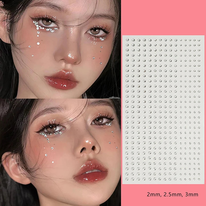 Self-Adhesive Face Gems and Rhinestones for Festival Makeup - Waterdrop, Moon, Pearls, Glitter