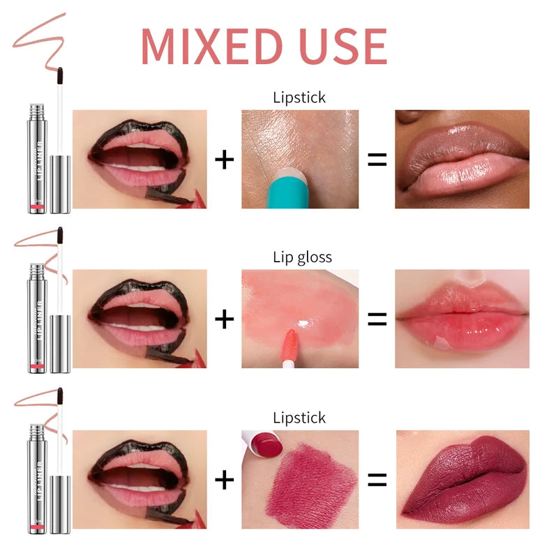 Long-Lasting Waterproof Lip Liner & Lip Stain Set - Matte Peel Off, 4 Colors