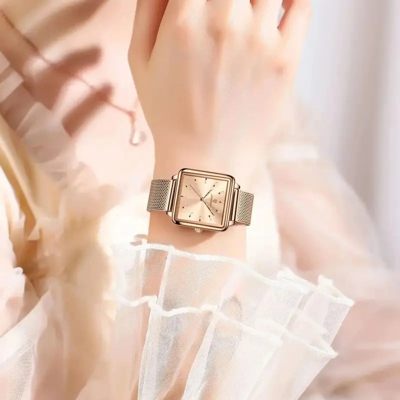 Women’s Waterproof Stainless Steel Mesh Watch - Elegant Fashion Quartz Timepiece