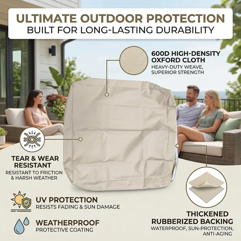 Outdoor Patio Cushion Covers Replacement - Water-Resistant & Windproof Seat Slipcovers