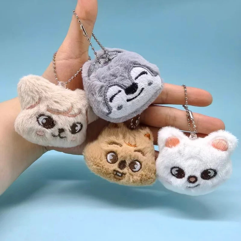 8pcs Cute Animal Plush Keychain Set - Mini Cartoon Stuffed Animal Pendants
