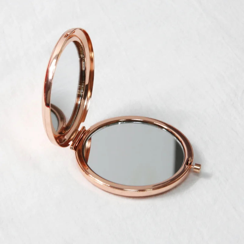 Double-Sided Portable Folding Makeup Mirror - Small Round Handheld Mirror for Men & Women