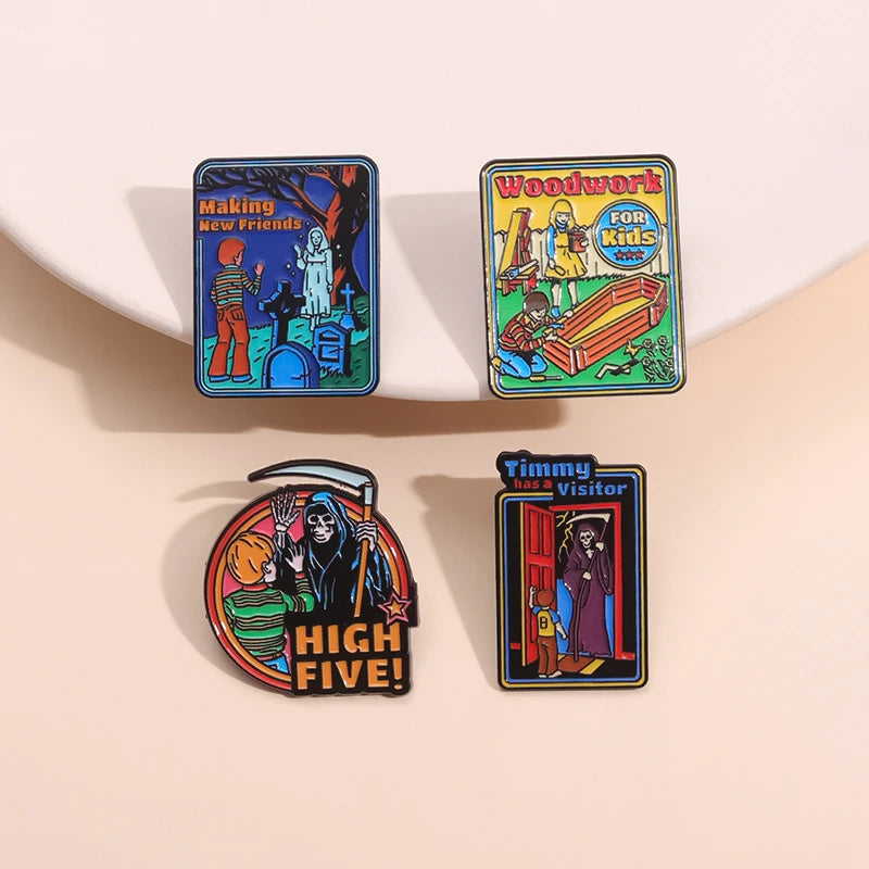 Halloween Horror Movie Collection Enamel Pin - Mask Film Brooch Lapel Badge Punk Jewelry Gifts