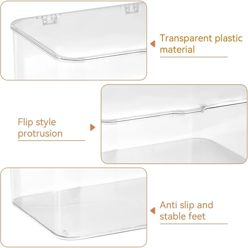 Clear Desktop Storage Box with Flip Top for Jewelry Cosmetics & Office Organization