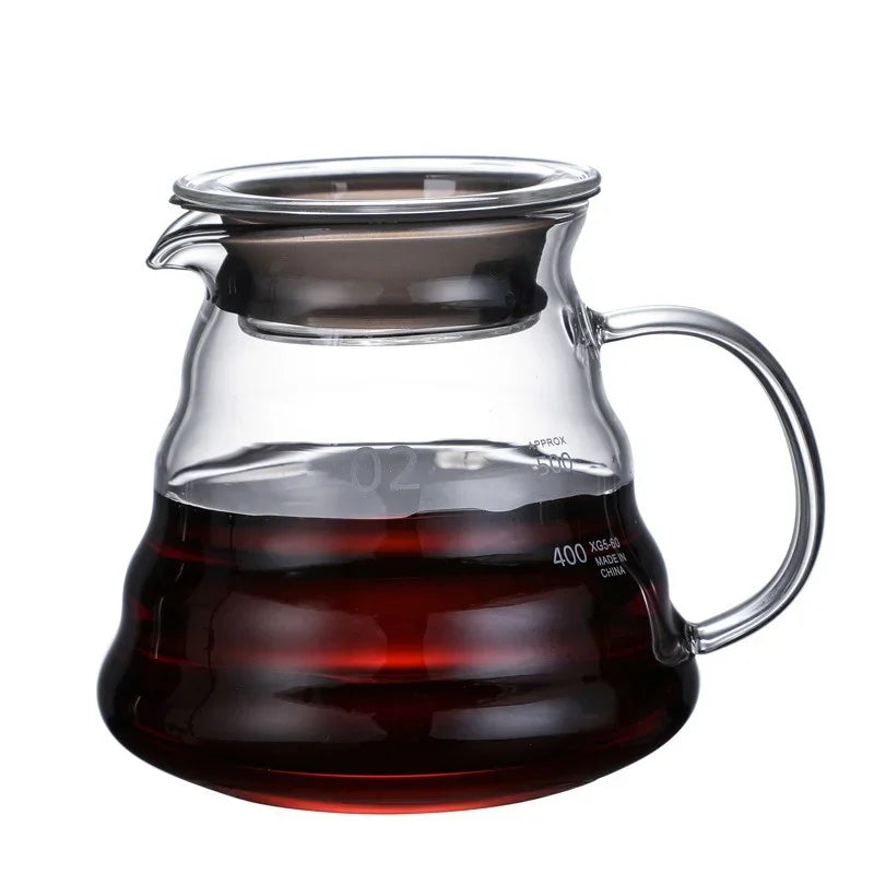 Hand Brew Coffee Carafe with Lid - Clear Glass, Multiple Sizes, Cloud Shape