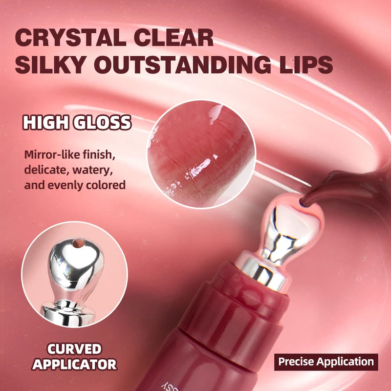 Long Lasting Lip Gloss with Moisturizing Shine and Glitter Finish - 4 Colors