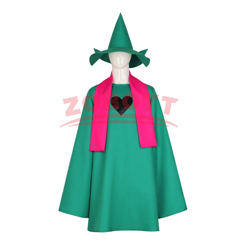 Undertale Ralsei Cosplay Hoodie Cape Costume with Hat and Scarf - Halloween Outfit