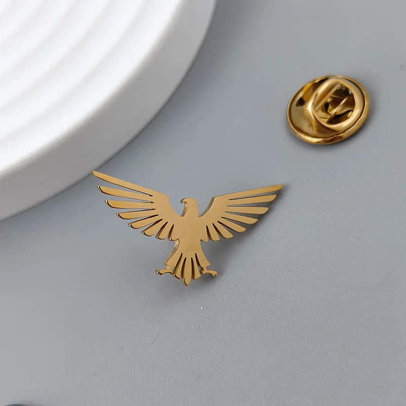 Eagle Stainless Steel Brooch Lapel Pin for Men Business & Wedding Gift