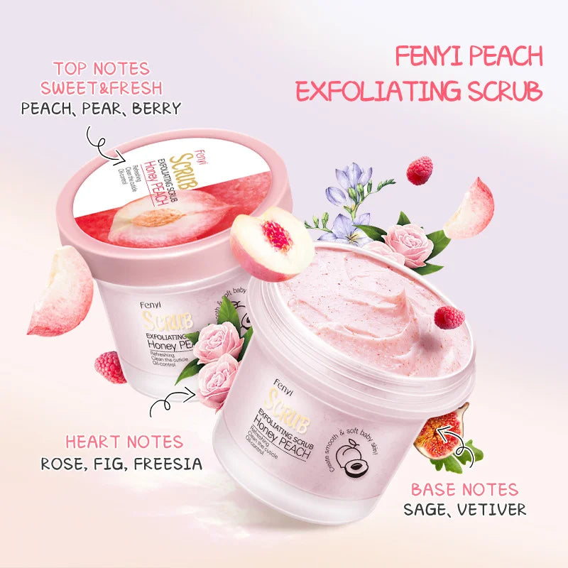 Honey Peach Body Scrub Exfoliating Deep Clean Moisturizing for Face & Body