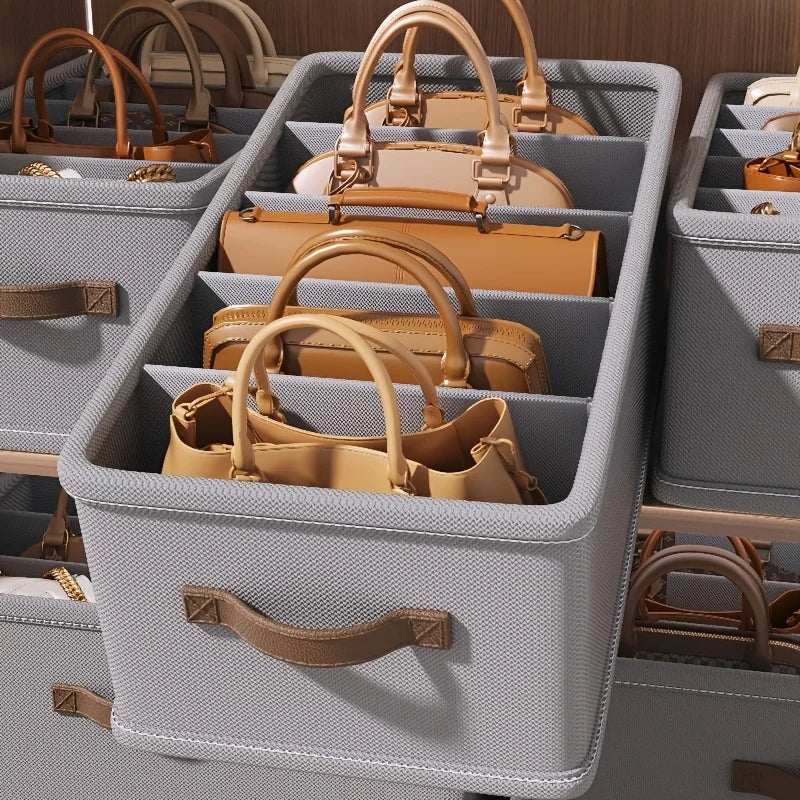 Foldable Multi-Grid Handbag Organizer Storage Box for Closet