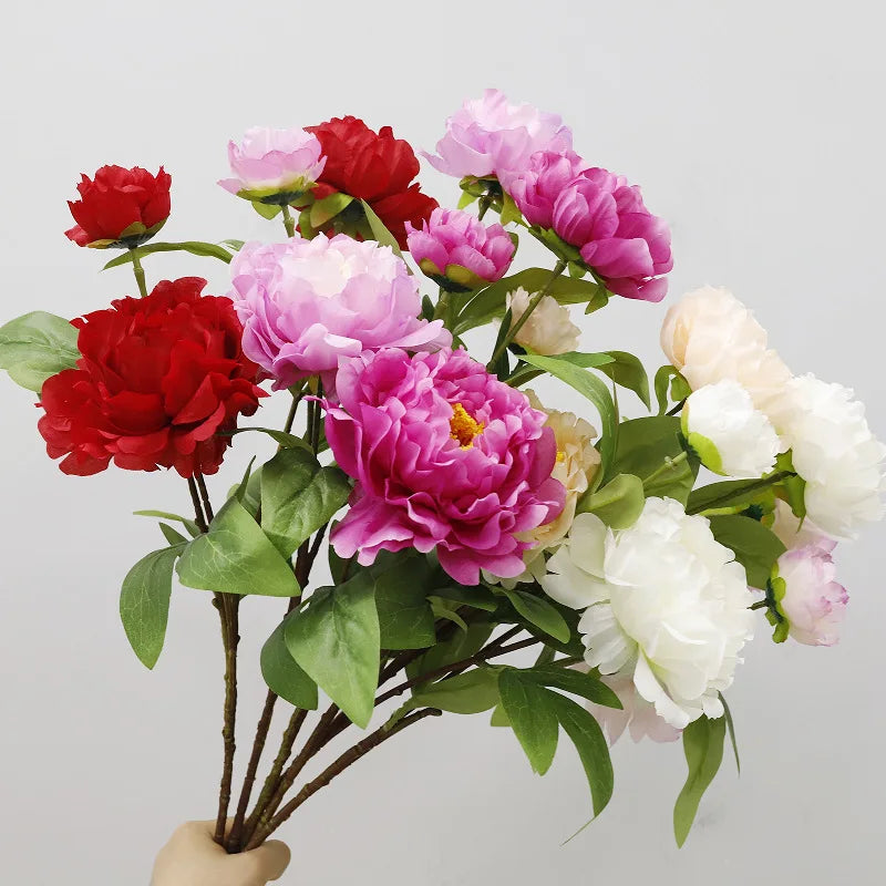 6pcs Artificial Peony Flower Bouquet for Wedding & Home Decor - High-Quality Floral Arrangement
