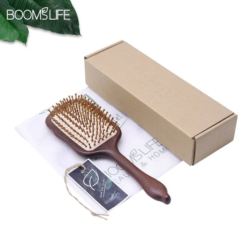 Wooden Wide-Tooth Paddle Hair Brush for Women Scalp Massage & Detangling