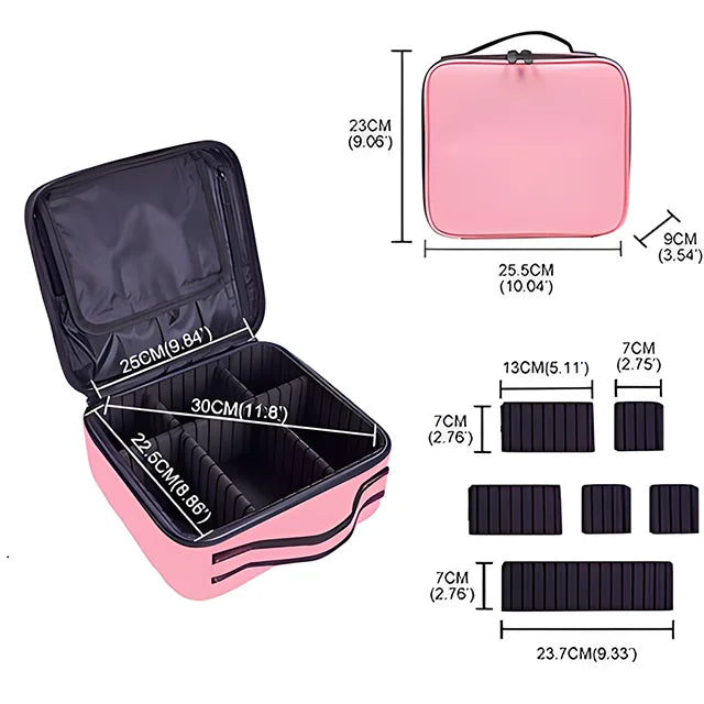 Travel Waterproof Makeup Bag for Women - Cosmetic Organizer with Brush Storage