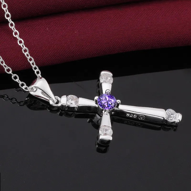Sterling Silver Cross Pendant Necklace for Women Christmas Gift Jewelry