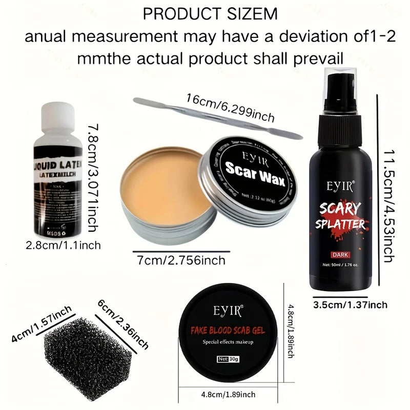 Professional SFX Makeup Kit with Scar Wax Blood Gel for Halloween Cosplay Stage Effects