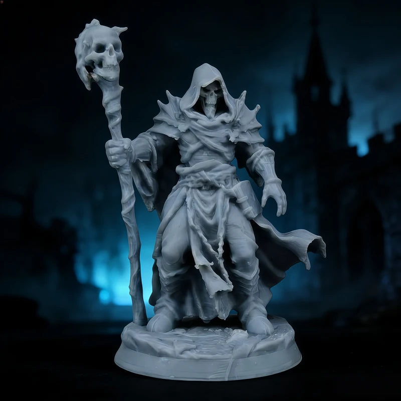 3D Printed Necromancer Model Unpainted Dark Wizard Tabletop Game Piece - DIY Ornament