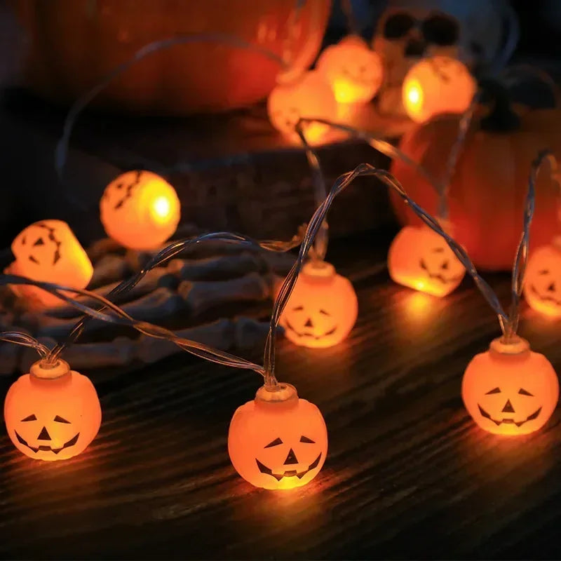 Halloween 1.5m 10 LED String Lights with Ghost Witch Pumpkin Spider Web Skeleton