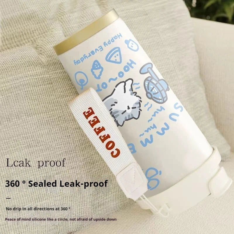 520ml Cute Cartoon Cat Insulated Stainless Steel Cup Double Wall Hot Cold Drinkware