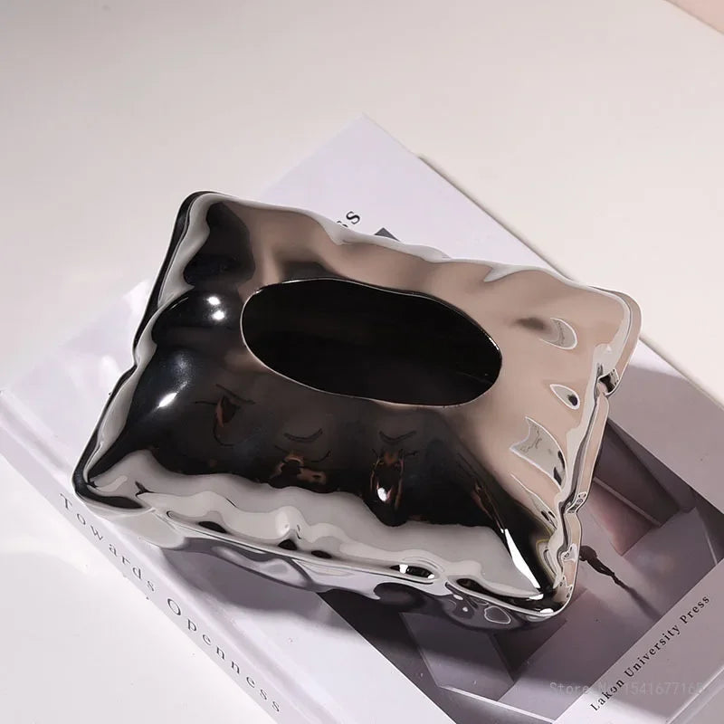 Ceramic Tissue Box Cover Cream Light Luxury Napkin Dispenser Home Decor