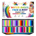 Rainbow Face & Body Paint Palette - Water Activated Makeup Kit for Halloween Cosplay Festival