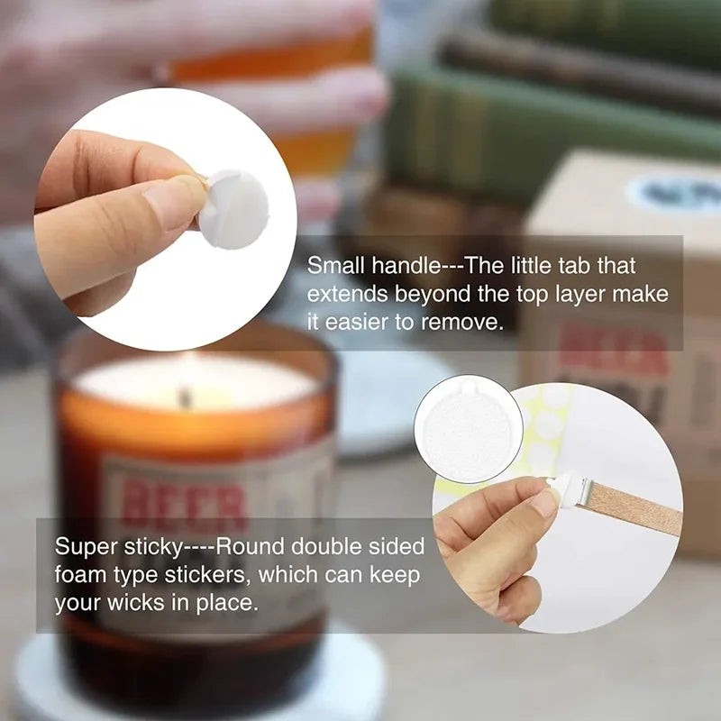 Candle Wick Stickers - Heat-Resistant Double-Sided Adhesive for DIY Candle Making