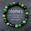 Green Beaded Bracelet 8mm Handmade Elastic Rope Jewelry Gift