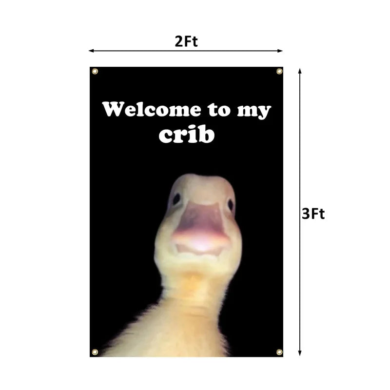 Funny Welcome to My Crib Flag 2x3 Feet Decorative Tapestry Dorm Room Home College Decor Brass Grommets