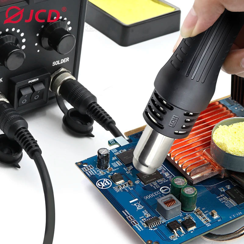 Dual-Function Soldering Station with Hot Air Gun 750W LCD Display