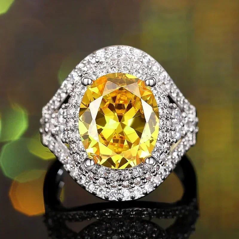 Elegant Yellow Cubic Zirconia Women’s Ring - Bridal, Anniversary Jewelry