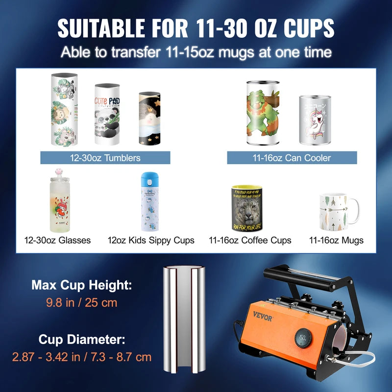 30oz Tumbler Heat Press Machine for Sublimation Transfer with Touchscreen Control