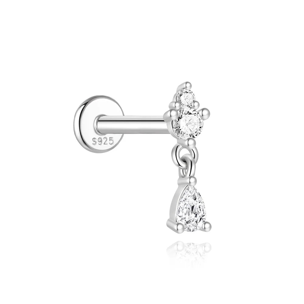 Sterling Silver Moissanite Tassel Earrings for Women Geometric Flower Pendant Jewelry