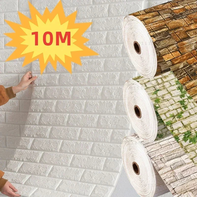 Self-Adhesive 3D Foam Brick Wall Sticker for Living Room & Bedroom