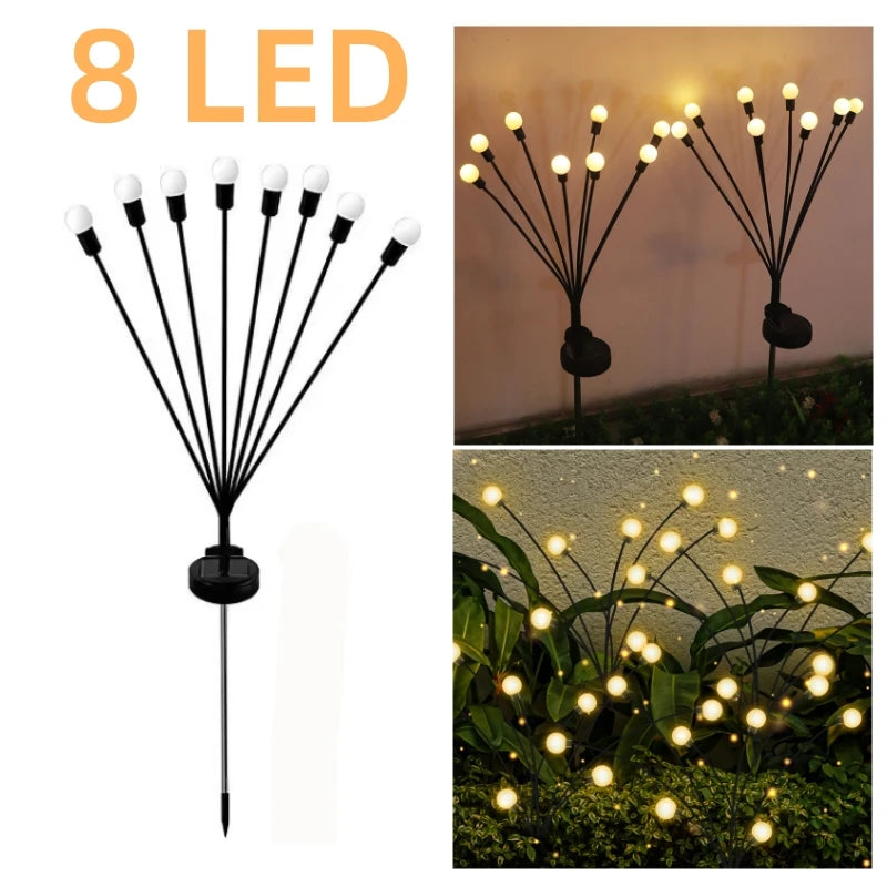 Solar Firefly Garden Lights - Waterproof Outdoor Pathway & Patio Decor, 6/8/10 LED Options