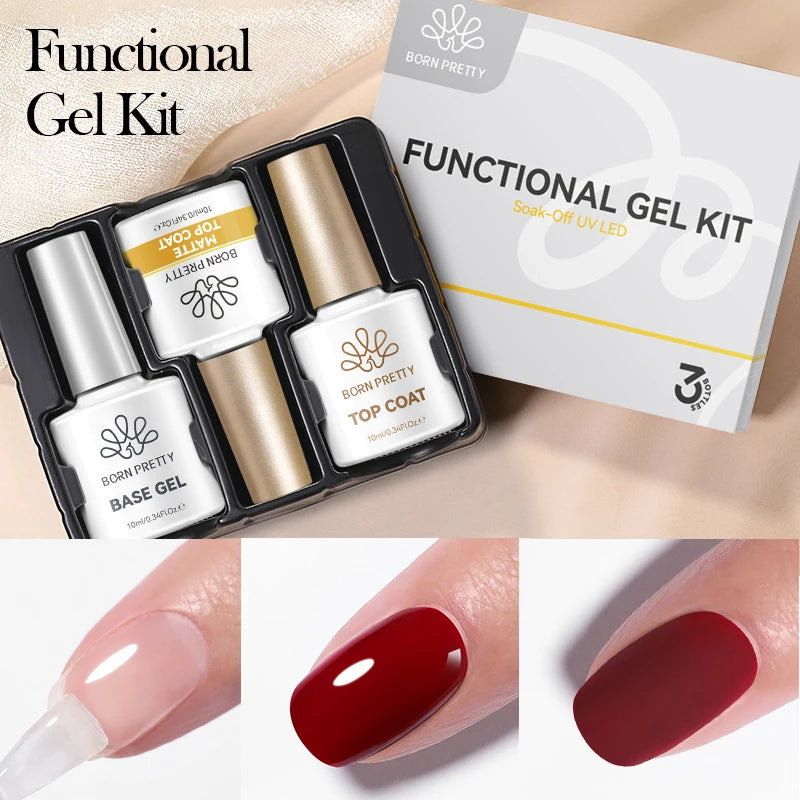 Gel Nail Polish Set 10ml Base & Top Coat Long-Lasting Manicure Kit