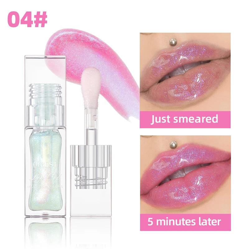 Color Changing Lip Oil Moisturizing Lip Gloss with Glitter Shine - Multiple Colors