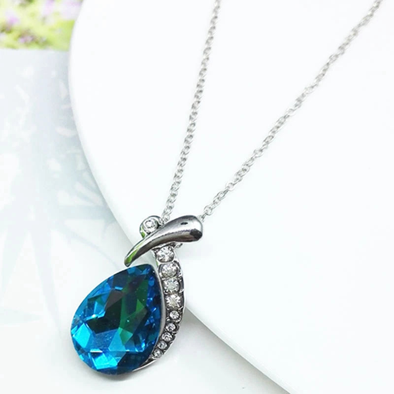 Elegant Silver Color Necklace and Earring Jewelry Set for Women Wedding