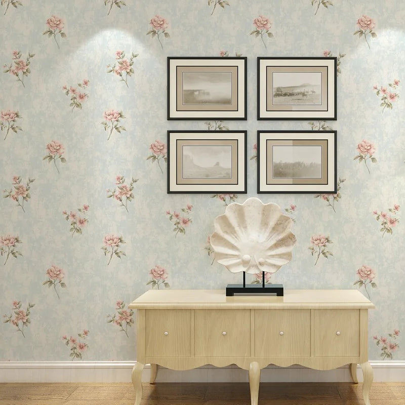 Floral Wallpaper for Home Decor - Small Pastoral Wall Covering for Bedroom & Living Room