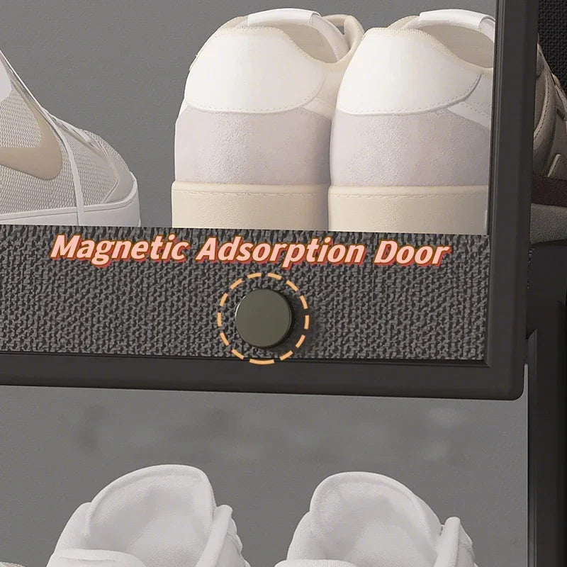 Large Capacity Dustproof Shoe Organizer Cabinet with Magnetic Clear Door
