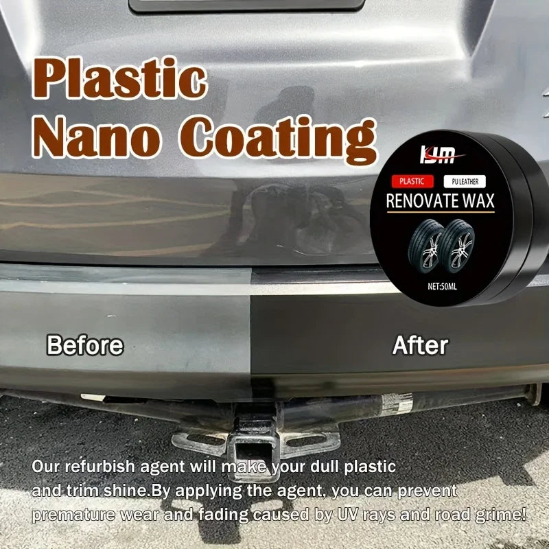 Universal Rubber Renovate Wax - Long Lasting Black Coating for Leather & Car Detailing