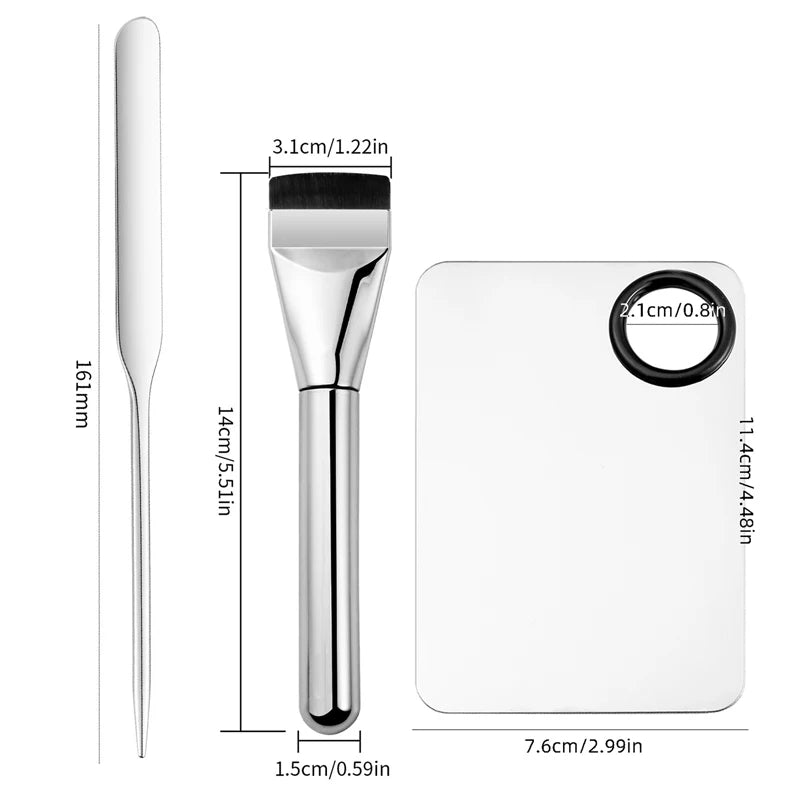 Stainless Steel Foundation Brush and Paddle Set - Makeup Tool Kit for Face & Concealer