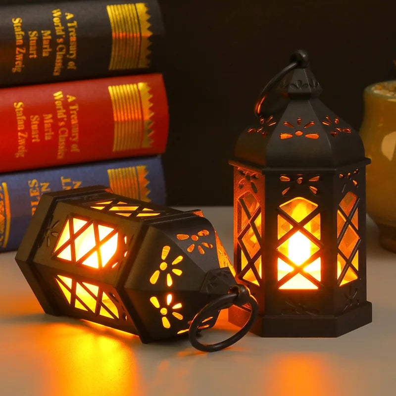 Retro Hexagonal Desktop Lamp Candle LED Wind Lamp - Portable Creative Gift