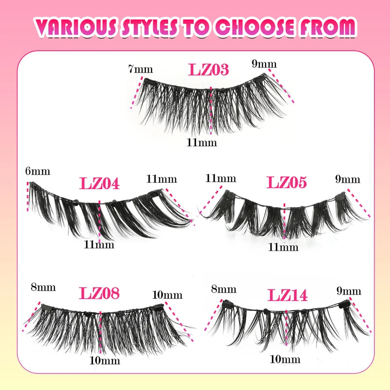 Reusable 3D Magnetic Faux Mink Eyelashes with Tweezers Makeup Set - Natural & Fluffy