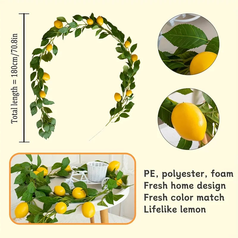 Artificial Lemon Wreath with Green Plants for Home Door Wall Decor - Wedding Party