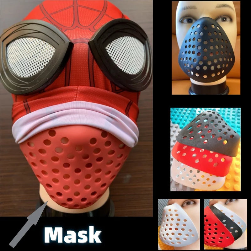 Anime Half Face Mask with Shell Nose and Mouth Cover - Cosplay Prop Black/Red